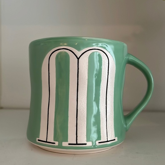 Anthropologie Other - Anthropologie Hand Painted Aqua Green COLORWAY Monogram "M" Initial Coff…